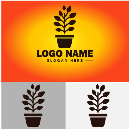 plant icon logo green leaf seedling growing plant eco technology environment silhouette vector logoのイラスト素材
