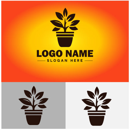 plant icon logo green leaf seedling growing plant eco technology environment silhouette vector logoのイラスト素材