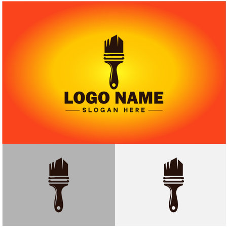 Paint brush icon house paint painting services logo modern flat app business vector logoのイラスト素材