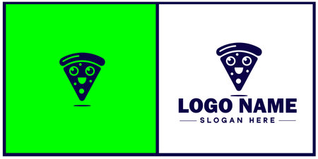 pizza slice icon logo restaurant fast food cafe silhouette vector logoのイラスト素材