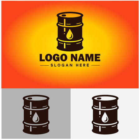 oil drum icon barrel oil Drop Blob Dribble Gallon fuel industry logo modern flat app business vector logoのイラスト素材