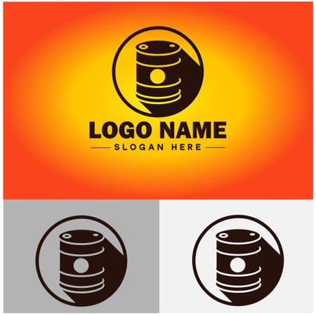 oil drum icon barrel oil Drop Blob Dribble Gallon fuel industry logo modern flat app business vector logoのイラスト素材