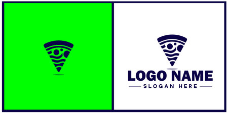 pizza slice icon logo restaurant fast food cafe silhouette vector logoのイラスト素材