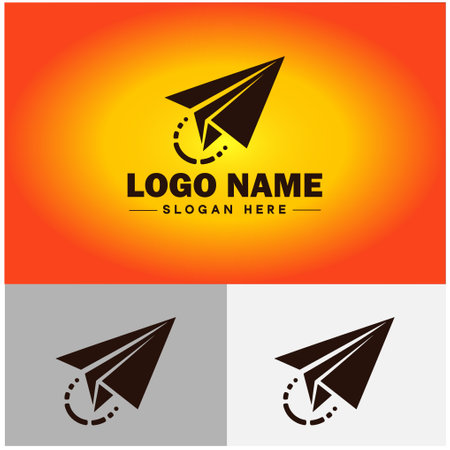 Paper plane icon logo Aircraft Airline Airplane Aviation app silhouette vector logoのイラスト素材