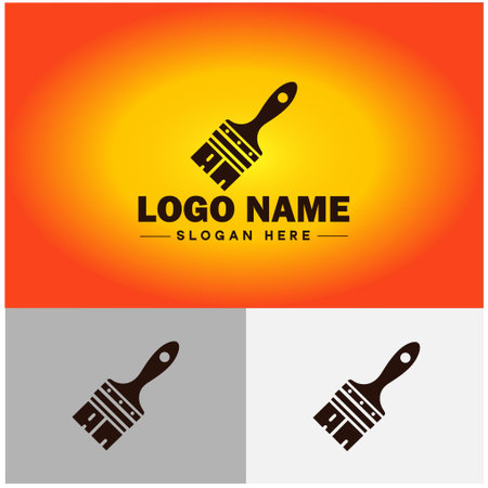 Paint brush icon house paint painting services logo modern flat app business vector logoのイラスト素材