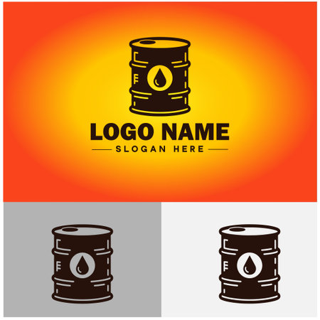 oil drum icon barrel oil Drop Blob Dribble Gallon fuel industry logo modern flat app business vector logoのイラスト素材