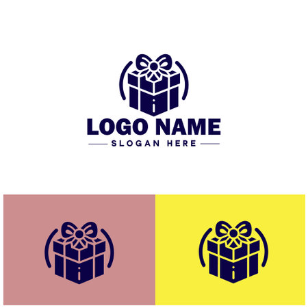 Gift box icon logo modern flat minimalist app business vector logoのイラスト素材