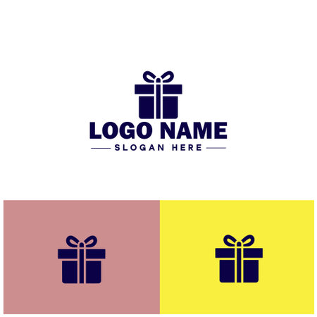 Gift box icon logo modern flat minimalist app business vector logoのイラスト素材