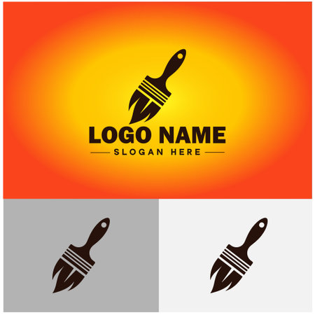 Paint brush icon house paint painting services logo modern flat app business vector logoのイラスト素材