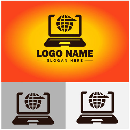 Laptop icon Laptop Repair website design logo app UI modern flat business vector logoのイラスト素材