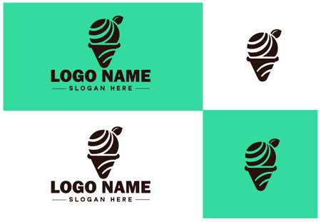 ice cream icon food restaurant cafe logo modern flat business vector logoのイラスト素材