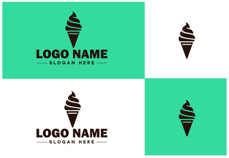 ice cream icon food restaurant cafe logo modern flat business vector logoのイラスト素材