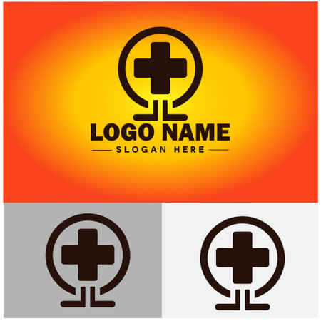 Hospital logo icon healthcare medical building logo modern flat business vector logoのイラスト素材