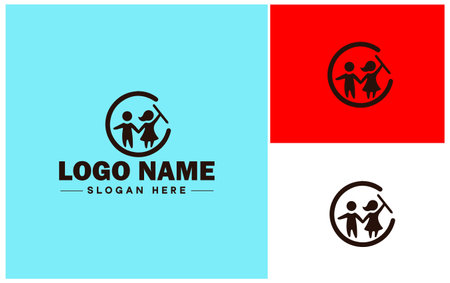 Kids icon baby children childcare daycare modern flat business vector logoのイラスト素材