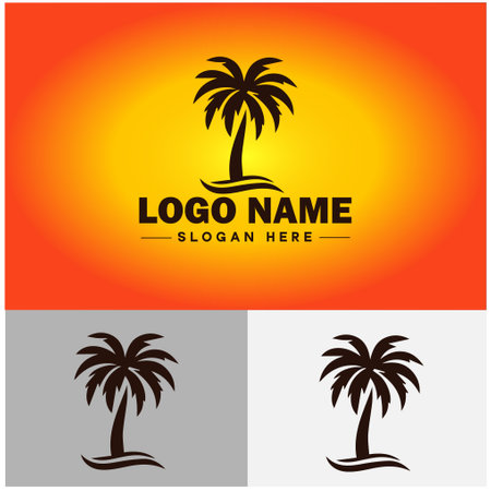 palm tree icon coconut tree nature forest logo modern flat business vector logoのイラスト素材