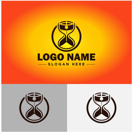 hourglass icon logo modern flat business vector logoのイラスト素材