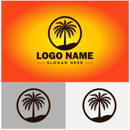 palm tree icon coconut tree nature forest logo modern flat business vector logoのイラスト素材