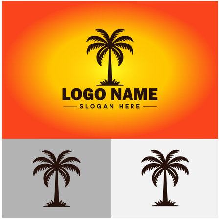 palm tree icon coconut tree nature forest logo modern flat business vector logoのイラスト素材