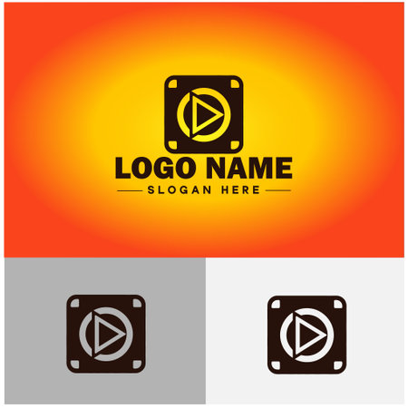 Play button icon click media player music video modern flat business vector logoのイラスト素材