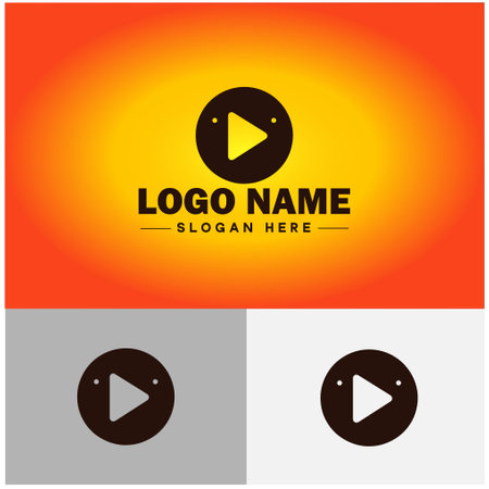 Play button icon click media player music video modern flat business vector logoのイラスト素材