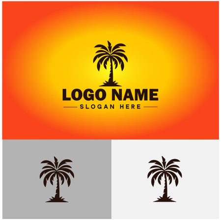 palm tree icon coconut tree nature forest logo modern flat business vector logoのイラスト素材