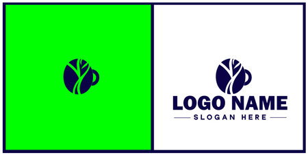 coffee bean icon logo Hot coffee shop Cafe food court store modern flat business vector logoのイラスト素材