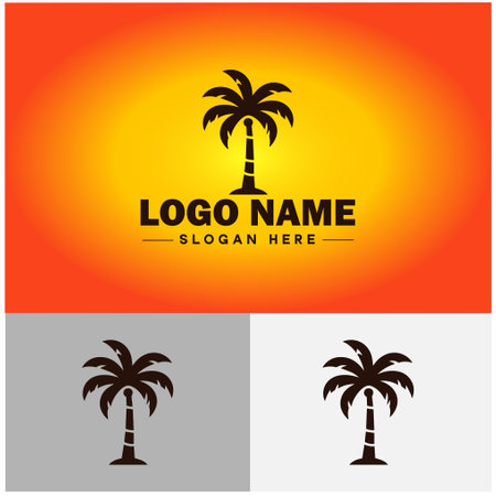 palm tree icon coconut tree nature forest logo modern flat business vector logoのイラスト素材