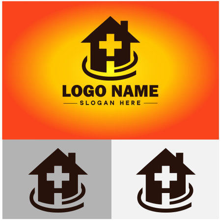 Hospital logo icon healthcare medical building logo modern flat business vector logoのイラスト素材