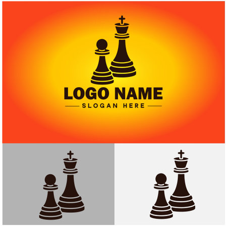 Chess pieces logo icon Board game club team tournament match symbols vector logoのイラスト素材