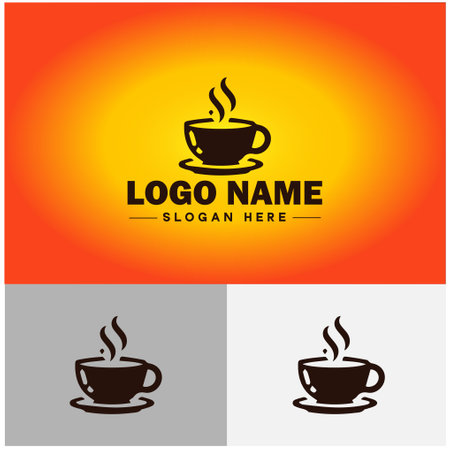 Tea cup icon Cafe Restaurant food hot coffee Cup drink business vector logoのイラスト素材