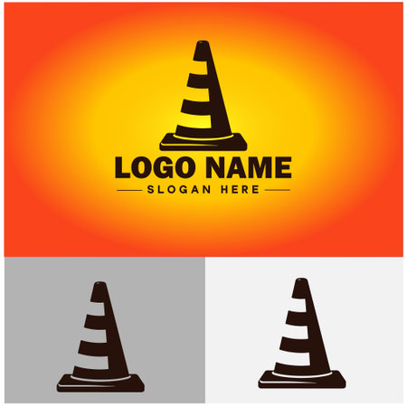 Traffic cone icon under construction safety barrier sign symbol vector logoのイラスト素材