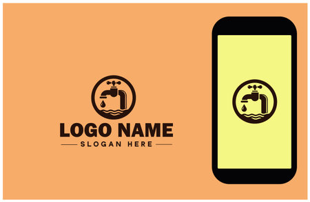 water faucet icon tap logo Plumbing water drop pipe line service sign symbol vector logoのイラスト素材