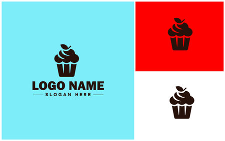 Bakery icon Bakehouse Patisserie Pastry shop flat logo sign symbol editable vectorのイラスト素材