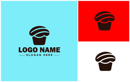 Bakery icon Bakehouse Patisserie Pastry shop flat logo sign symbol editable vectorのイラスト素材