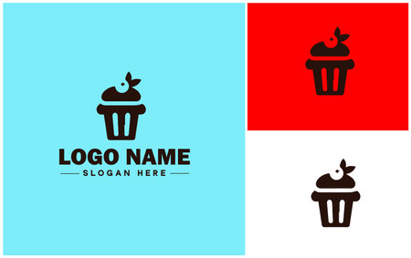 Bakery icon Bakehouse Patisserie Pastry shop flat logo sign symbol editable vectorのイラスト素材