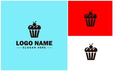Bakery icon Bakehouse Patisserie Pastry shop flat logo sign symbol editable vectorのイラスト素材