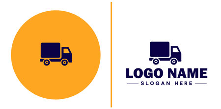 Delivery service icon Courier service Transport service Delivery company flat logo sign symbol editable vectorのイラスト素材