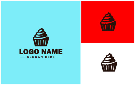 Bakery icon Bakehouse Patisserie Pastry shop flat logo sign symbol editable vectorのイラスト素材