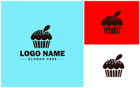 Bakery icon Bakehouse Patisserie Pastry shop flat logo sign symbol editable vectorのイラスト素材