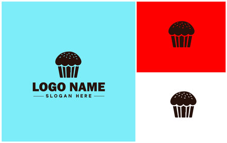 Bakery icon Bakehouse Patisserie Pastry shop flat logo sign symbol editable vectorのイラスト素材