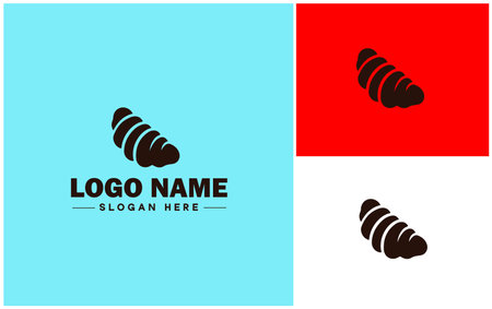 Bakery icon Bakehouse Patisserie Pastry shop flat logo sign symbol editable vectorのイラスト素材