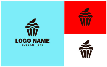 Bakery icon Bakehouse Patisserie Pastry shop flat logo sign symbol editable vectorのイラスト素材