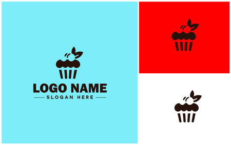 Bakery icon Bakehouse Patisserie Pastry shop flat logo sign symbol editable vectorのイラスト素材