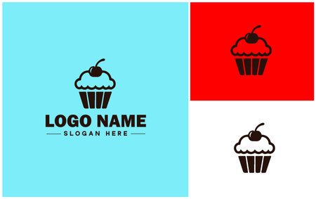 Bakery icon Bakehouse Patisserie Pastry shop flat logo sign symbol editable vectorのイラスト素材