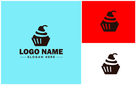 Bakery icon Bakehouse Patisserie Pastry shop flat logo sign symbol editable vectorのイラスト素材