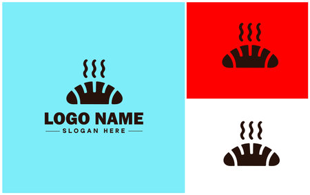 Bakery icon Bakehouse Patisserie Pastry shop flat logo sign symbol editable vectorのイラスト素材
