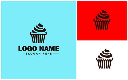 Bakery icon Bakehouse Patisserie Pastry shop flat logo sign symbol editable vectorのイラスト素材