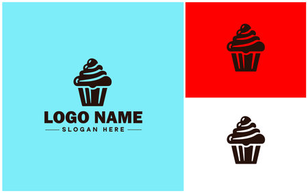 Bakery icon Bakehouse Patisserie Pastry shop flat logo sign symbol editable vectorのイラスト素材