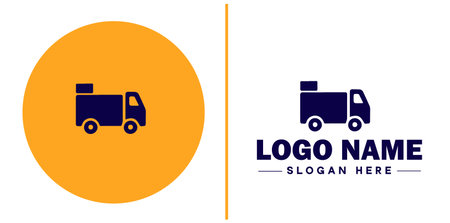 Delivery service icon Courier service Transport service Delivery company flat logo sign symbol editable vectorのイラスト素材