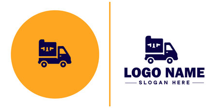 Delivery service icon Courier service Transport service Delivery company flat logo sign symbol editable vectorのイラスト素材